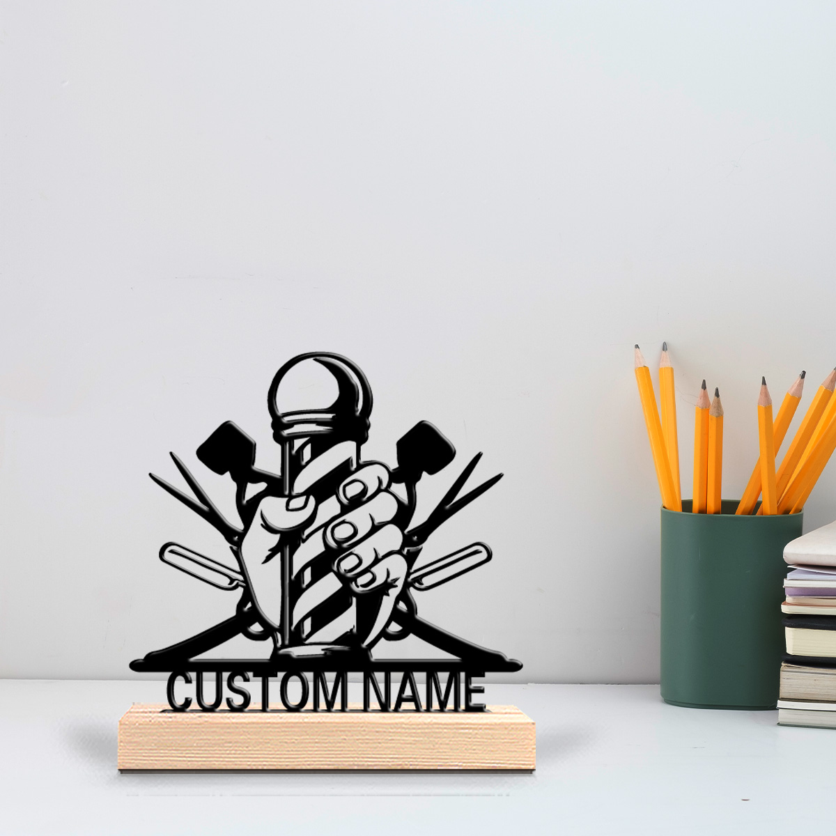 Art Craft Names - 1 szt. Prosta metalowa statuetka BARBER