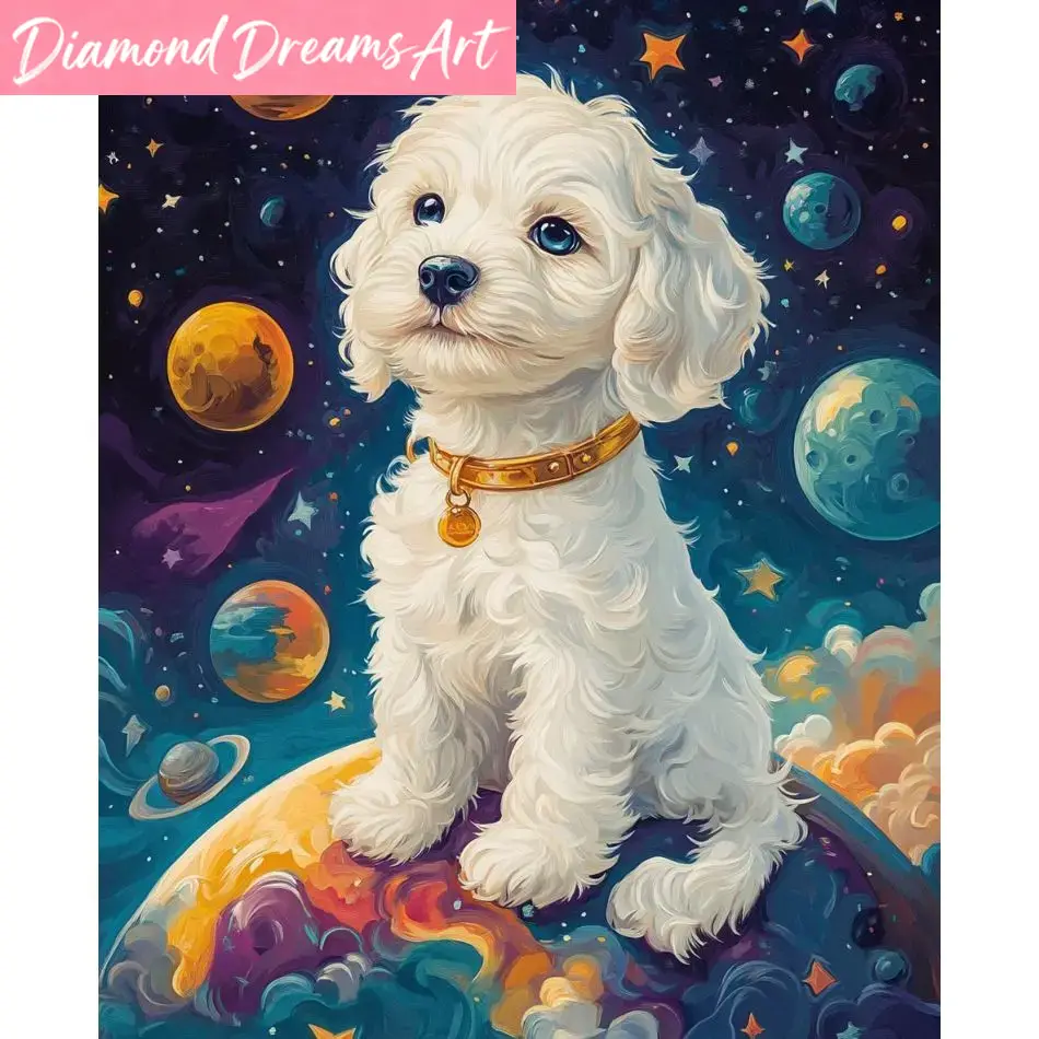 Art Craft Ideas With Paper - Bezramkowy obraz diamentowy 5D z psem,