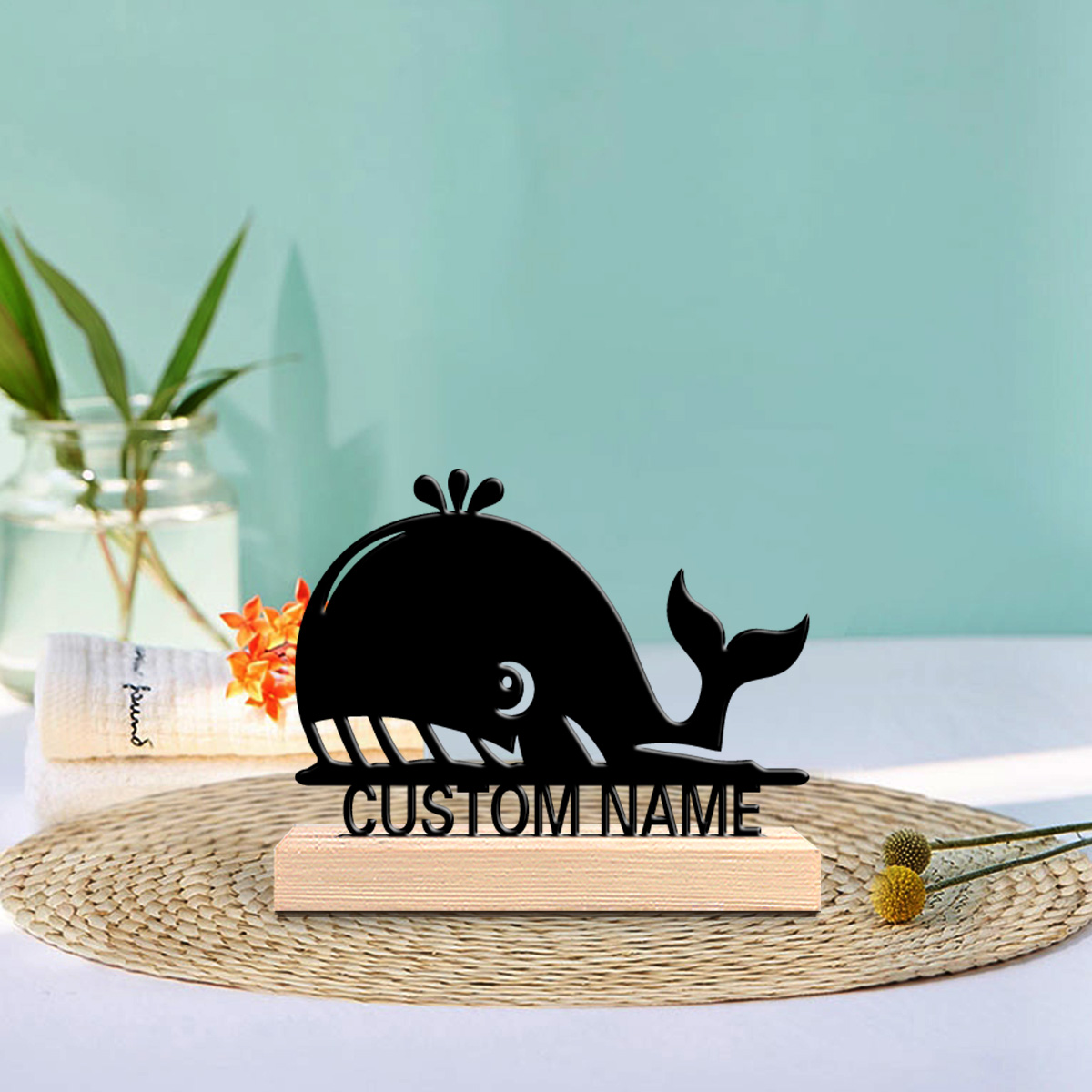 Art Craft Names - 1 szt. Abstrakcyjna statuetka wieloryba z