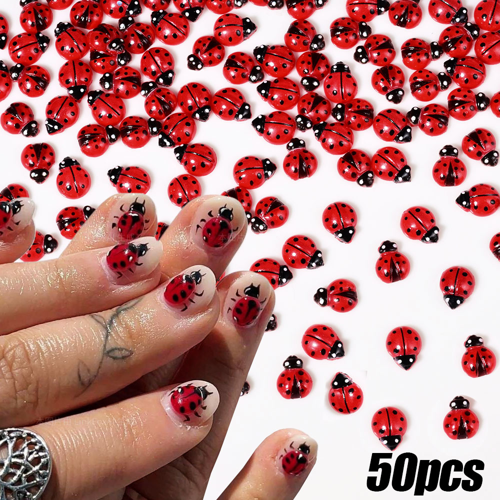 50Pcs 3D Żywica Czerwona Biedr – Art Craft Ladybug recenzja i cena